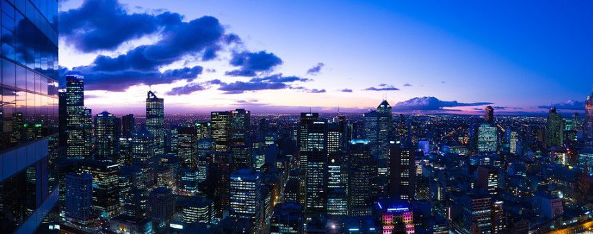 Skyline of Melbourne City at night