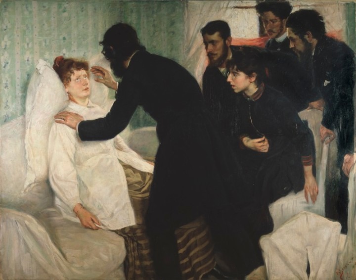 a painting in which a hypnotist hypnotizing a woman