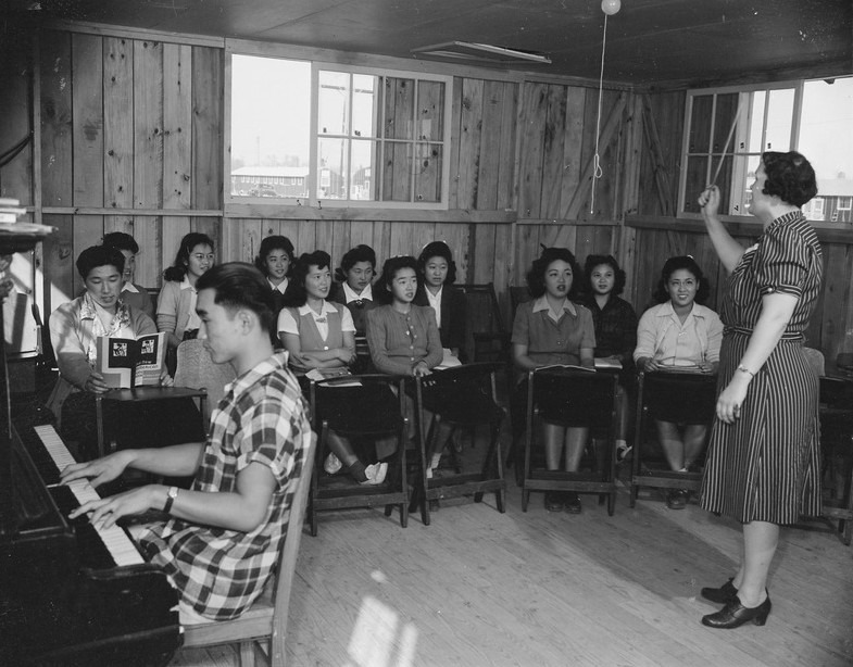 music class inside a relocation center
