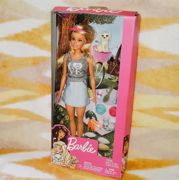A box of a Barbie doll box
